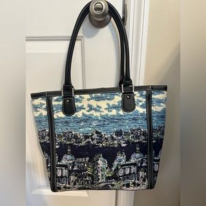 TALBOTS Venice Canvas Print Tote/Bag 9" Strap Drop
Silver Hardware EUC